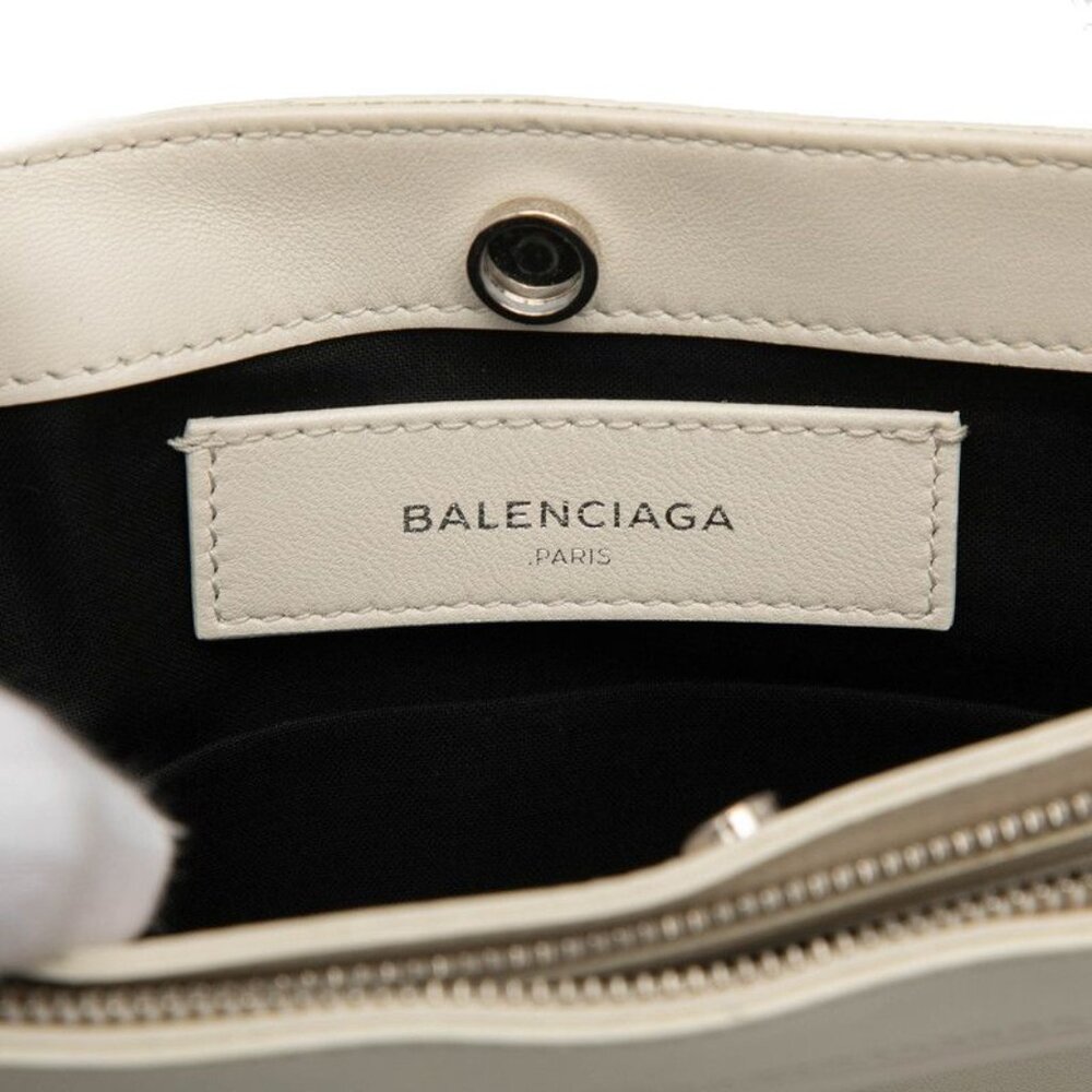 Balenciaga Navy Pochette Crossbody Bag White Leather - Picture 6 of 8